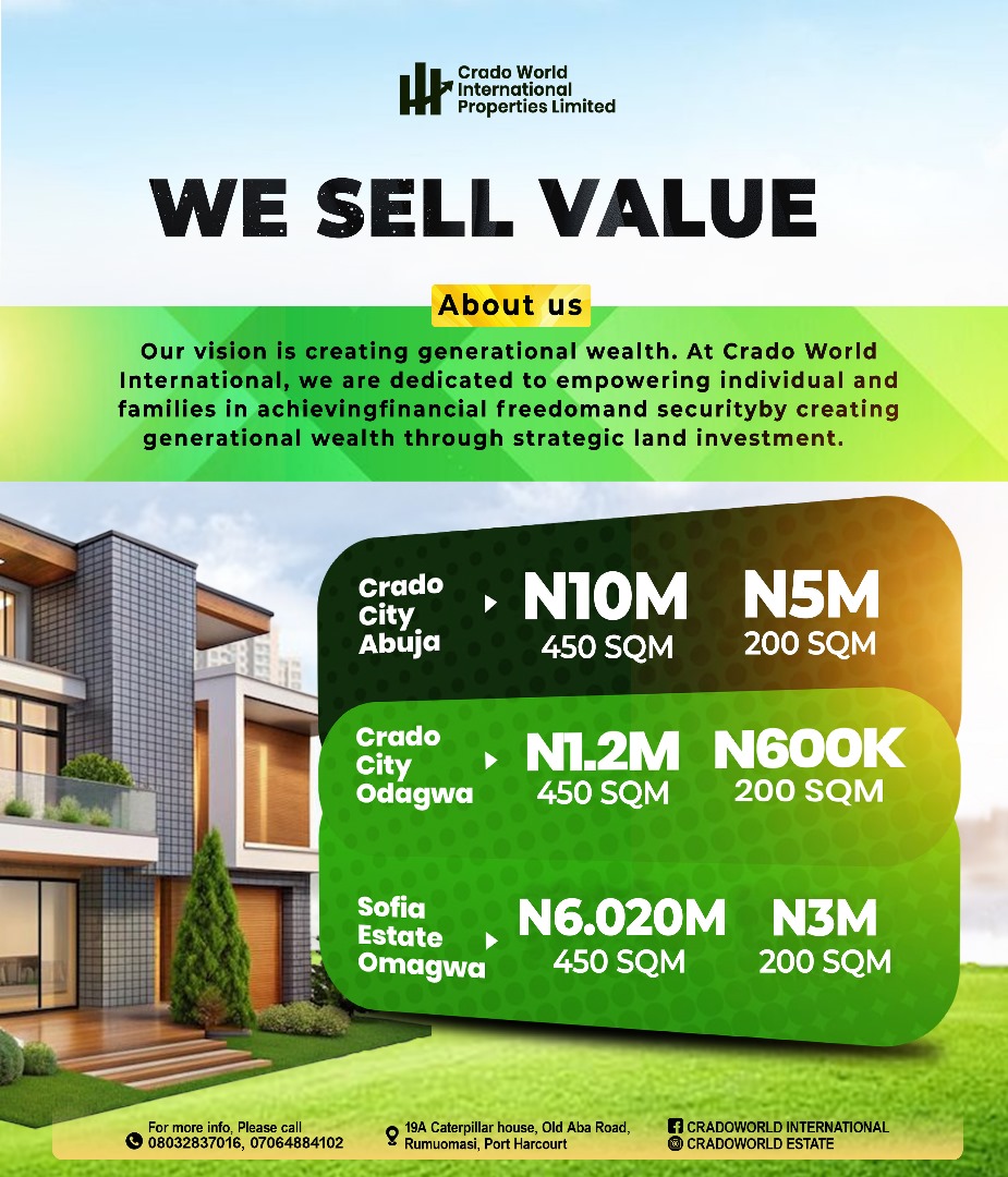 CRADO WORLD INTERNATIONAL PROPERTY LIMITED - Real Estate Broker in Port Harcourt, Nigeria